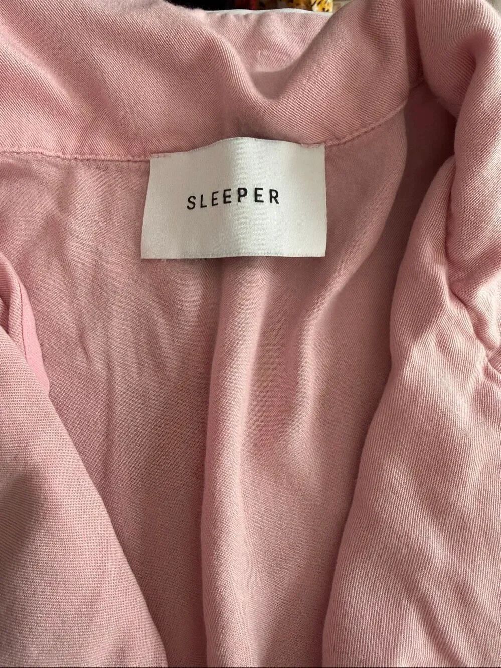 Sleeper Women's Button-Down Top and Wide-Leg Pants Pajama Set Pale Pink Large - Picture 3 of 11